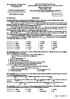 Đề thi thử THPT Quốc gia cho học sinh Lớp 12 THPT, BT THPT môn Tiếng Anh - Mã đề 185 - Năm học 2016-2017 - Sở GD & ĐT Ninh Bình (Có đáp án)